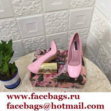 Dolce  &  Gabbana Heel 10.5cm Patent Leather Pumps Pink with DG Karol Heel 2021